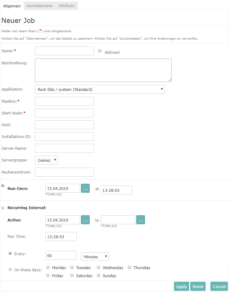 Specifying schedule details