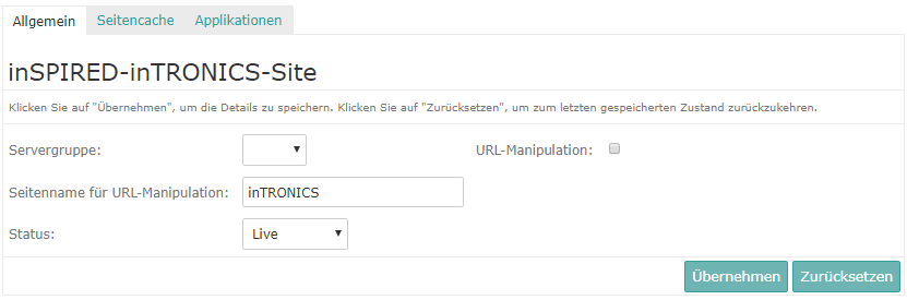 Allgemeine Site-Einstellungen
