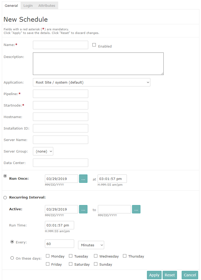 Specifying schedule details